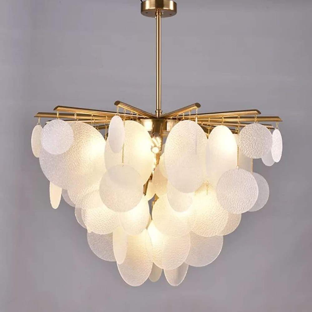 Modern White LED Chandelier for Living Room with 6 Lights Creative Circular Pendant Lamp