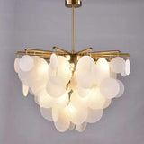 Modern White LED Chandelier for Living Room with 6 Lights Creative Circular Pendant Lamp