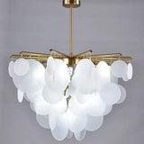 Modern White LED Chandelier for Living Room with 6 Lights Creative Circular Pendant Lamp