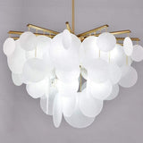 Modern White LED Chandelier for Living Room with 6 Lights Creative Circular Pendant Lamp