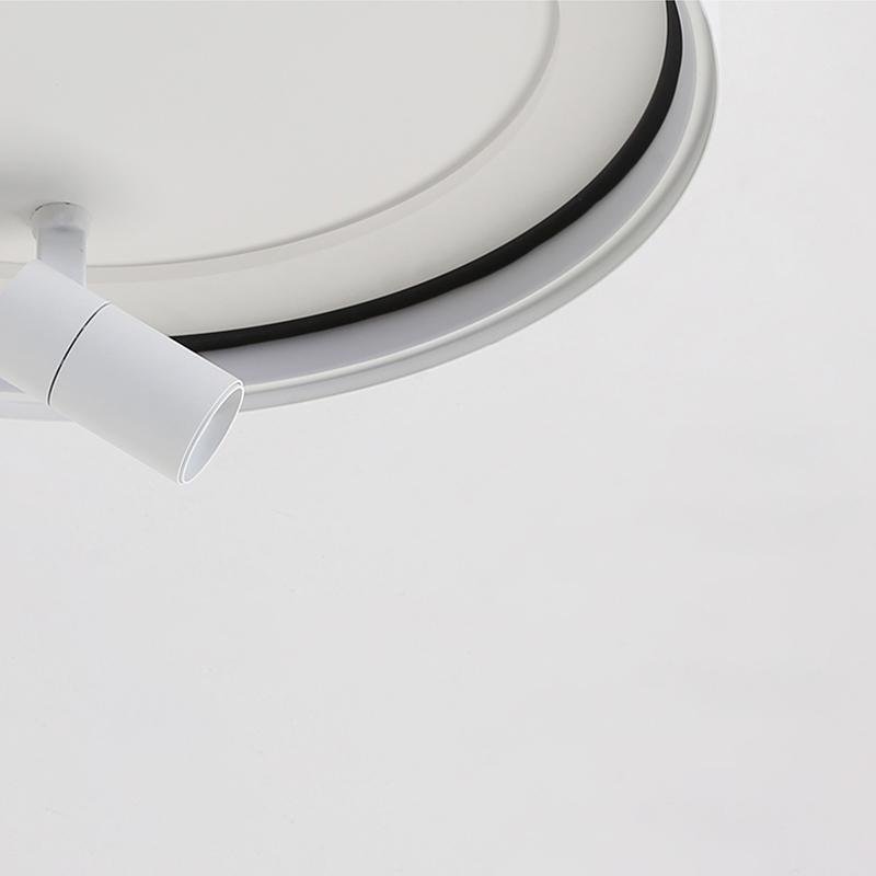 Modern White LED Flush Mount Ceiling Light with Adjustable Spotlights for Kitchen and Dining Room