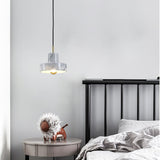 Modern White Marble Aura Hanging Lamp Natural Stone Pendant Light with Integrated LED