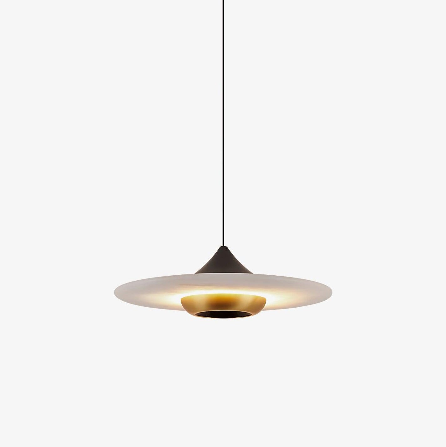 Modern White Marble Flying Saucer Pendant Light Integrated LED Hanging Ceiling Fixture