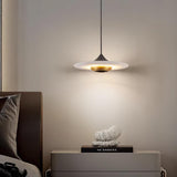 Modern White Marble Flying Saucer Pendant Light Integrated LED Hanging Ceiling Fixture