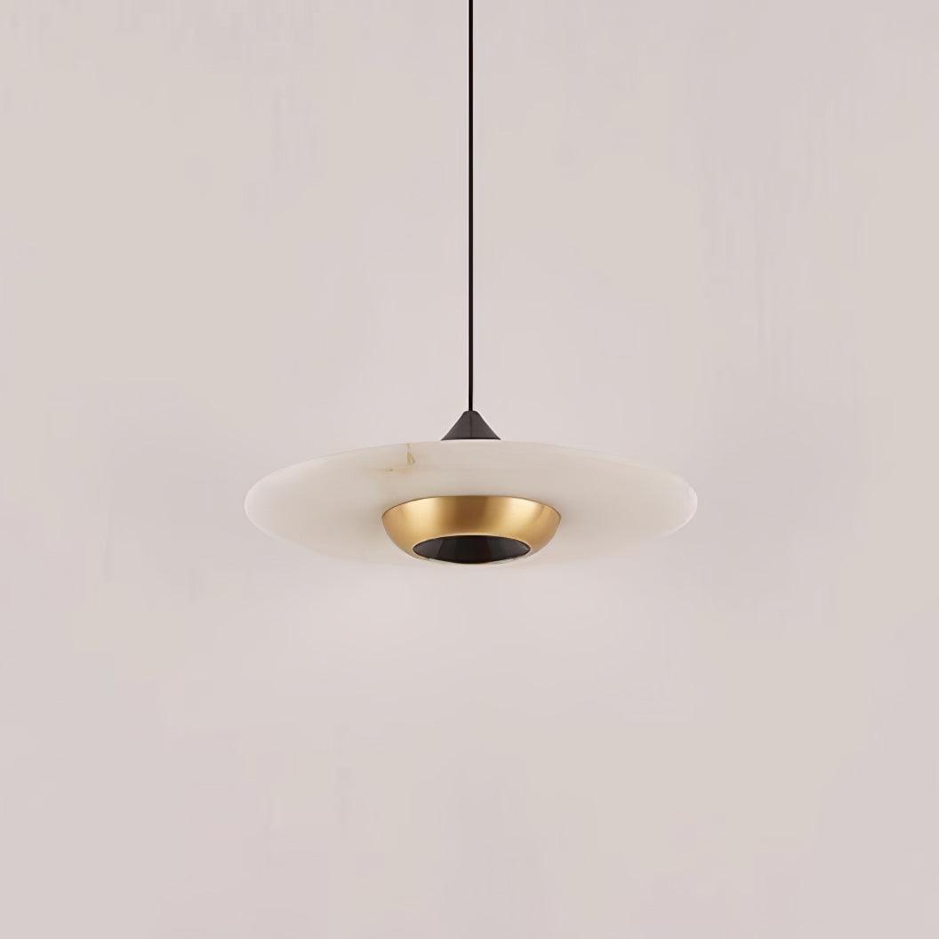 Modern White Marble Flying Saucer Pendant Light Integrated LED Hanging Ceiling Fixture