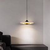 Modern White Marble Flying Saucer Pendant Light Integrated LED Hanging Ceiling Fixture