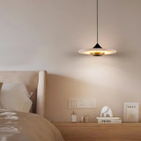 Modern White Marble Flying Saucer Pendant Light Integrated LED Hanging Ceiling Fixture
