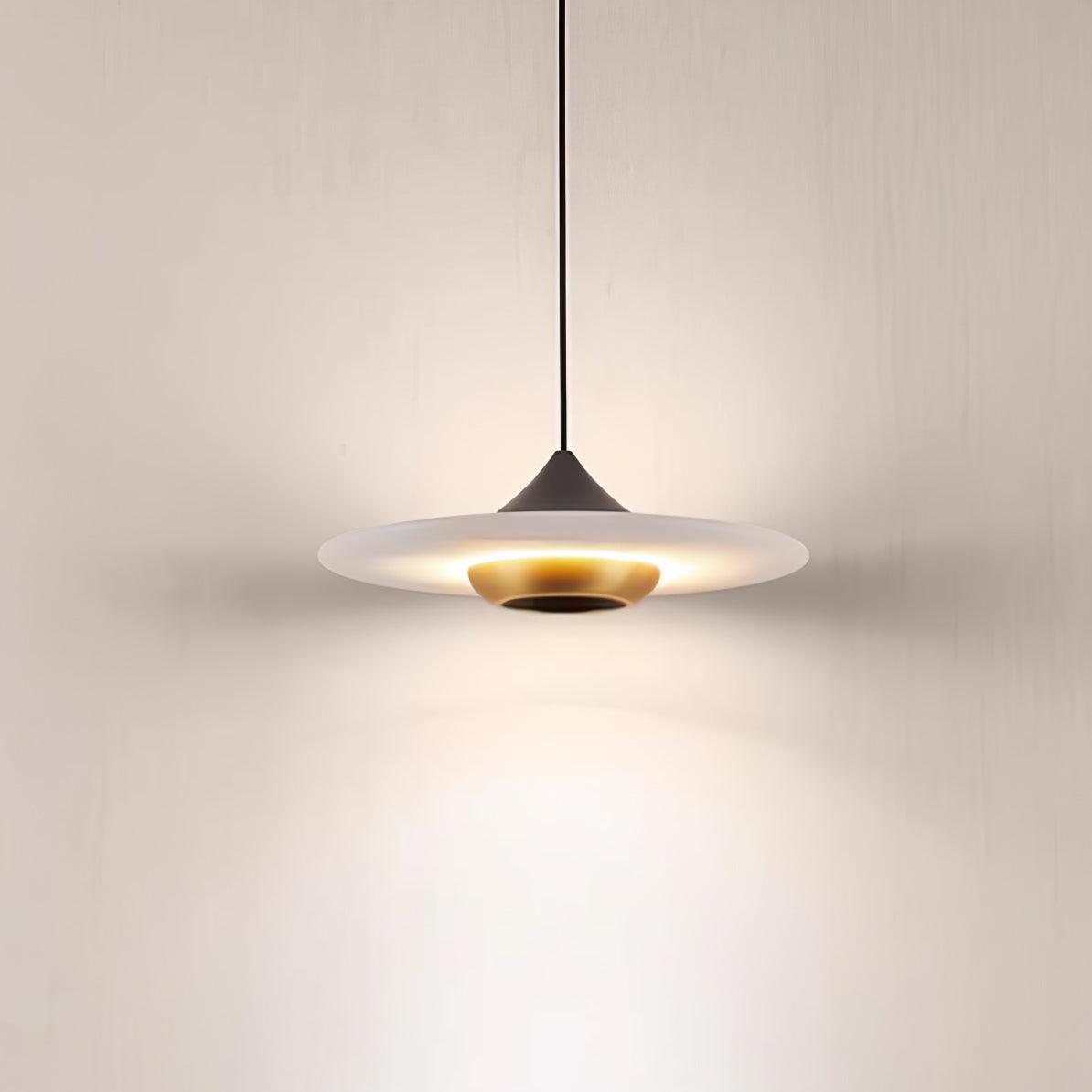 Modern White Marble Flying Saucer Pendant Light Integrated LED Hanging Ceiling Fixture