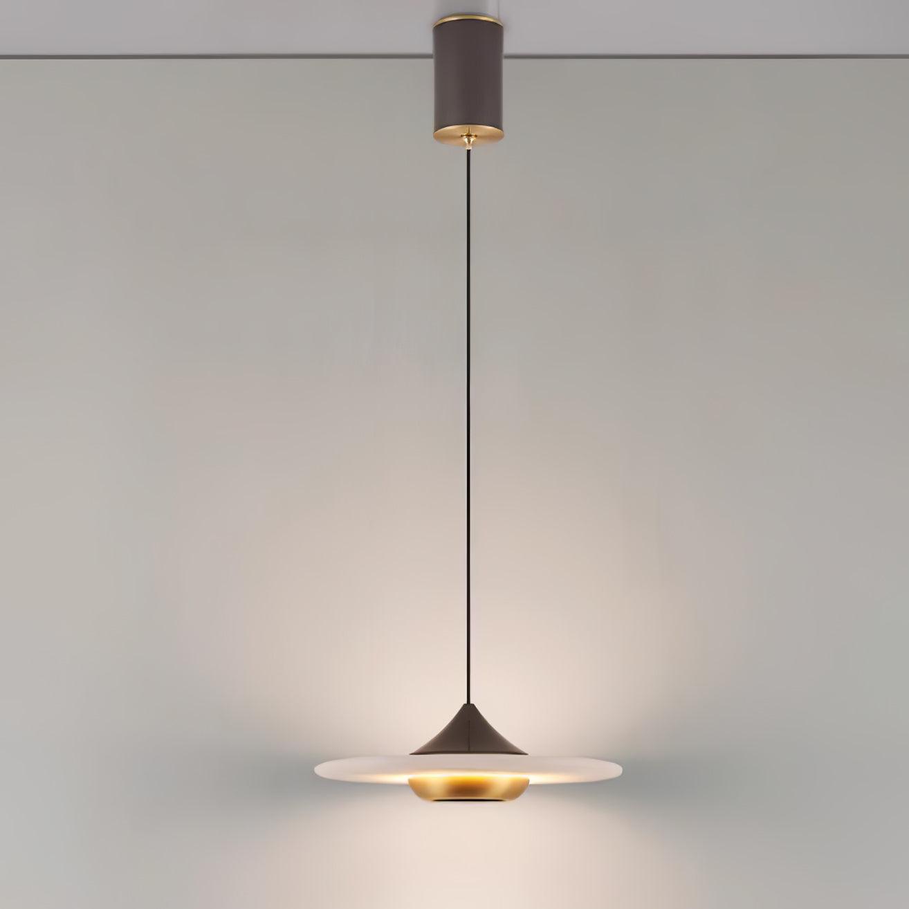 Modern White Marble Flying Saucer Pendant Light Integrated LED Hanging Ceiling Fixture