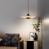 Modern White Marble Flying Saucer Pendant Light Integrated LED Hanging Ceiling Fixture