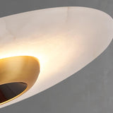 Modern White Marble Flying Saucer Pendant Light Integrated LED Hanging Ceiling Fixture