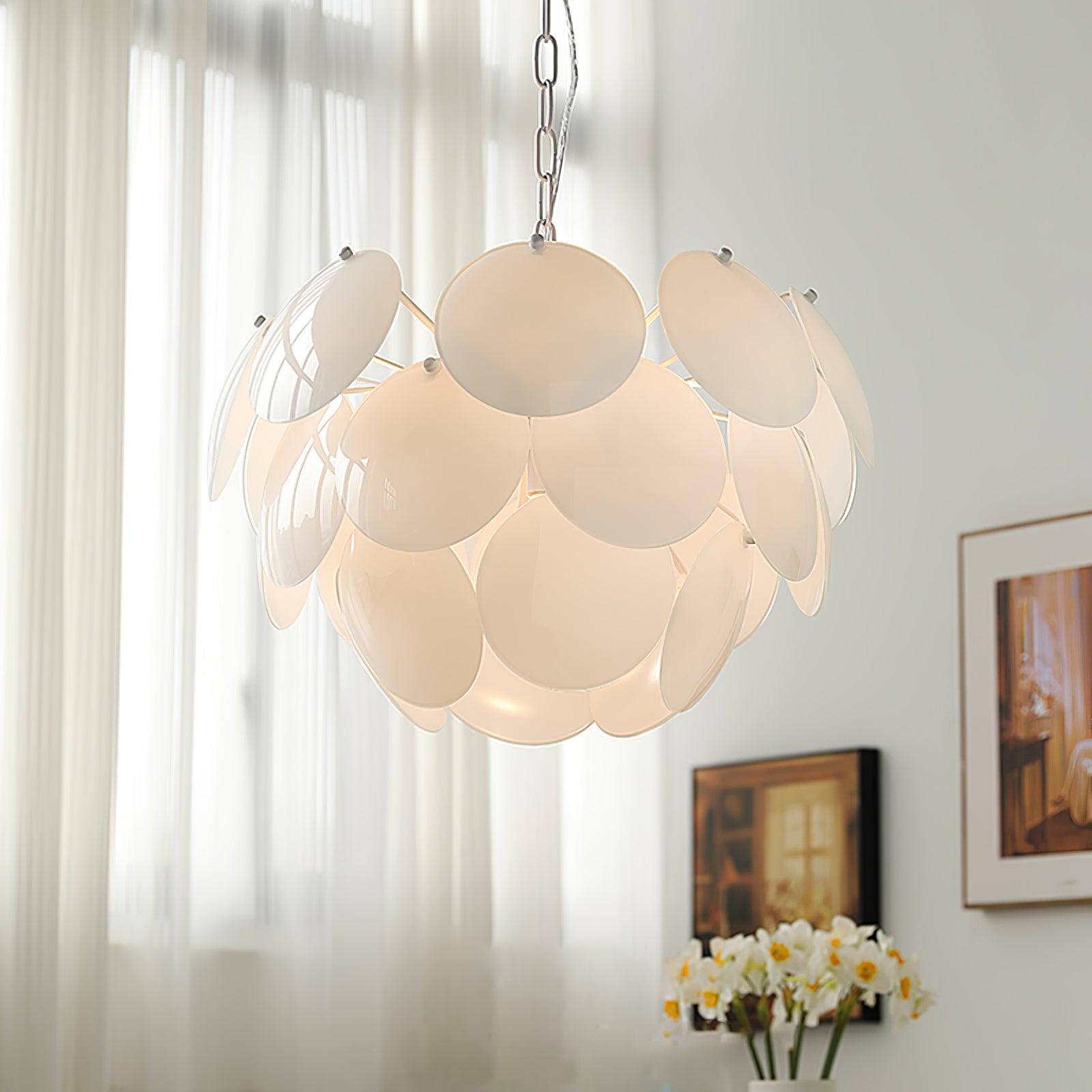 Modern White Petal Glass Pendant Chandelier for Elegant Dining and Living Room Lighting