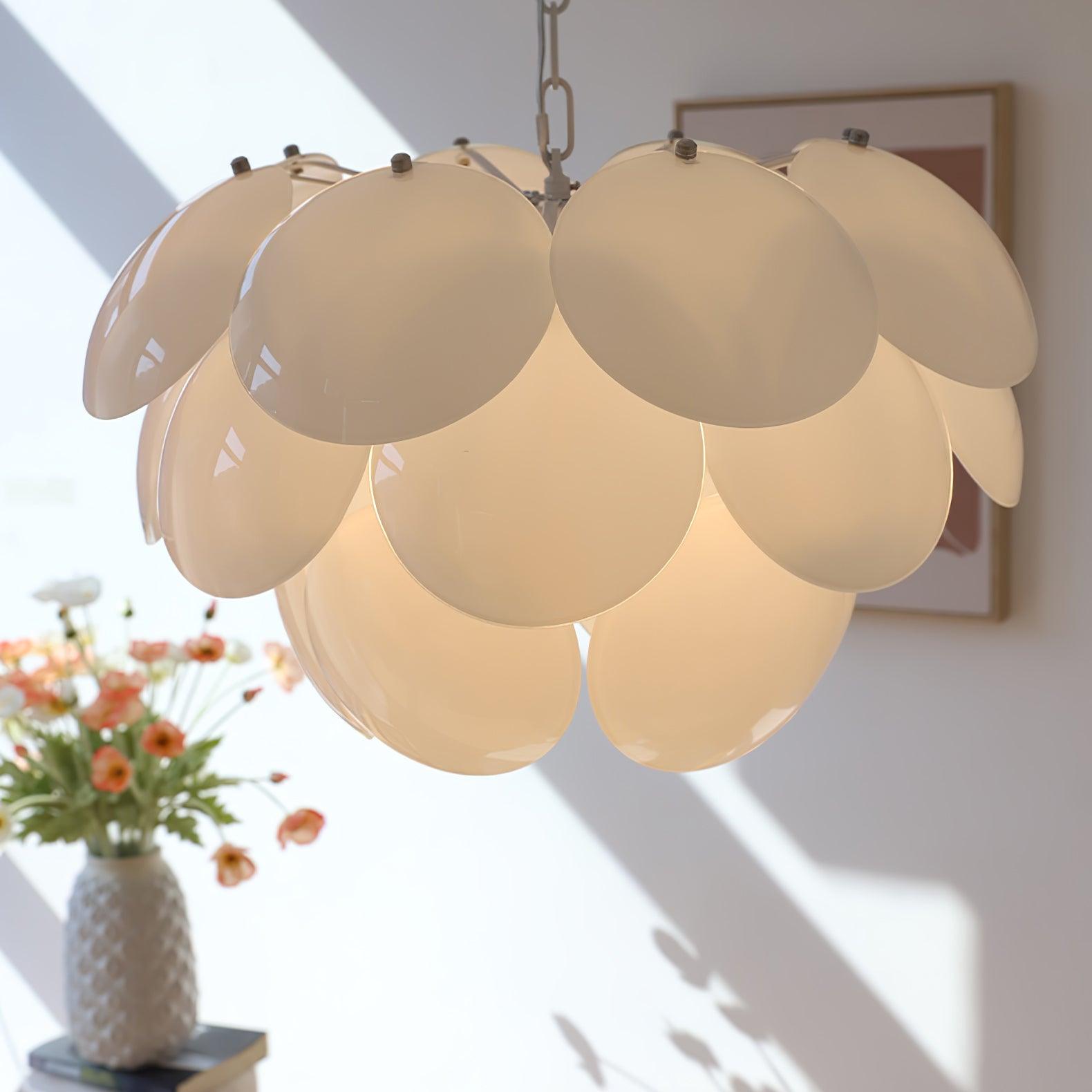 Modern White Petal Glass Pendant Chandelier for Elegant Dining and Living Room Lighting