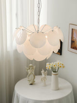 Modern White Petal Glass Pendant Chandelier for Elegant Dining and Living Room Lighting