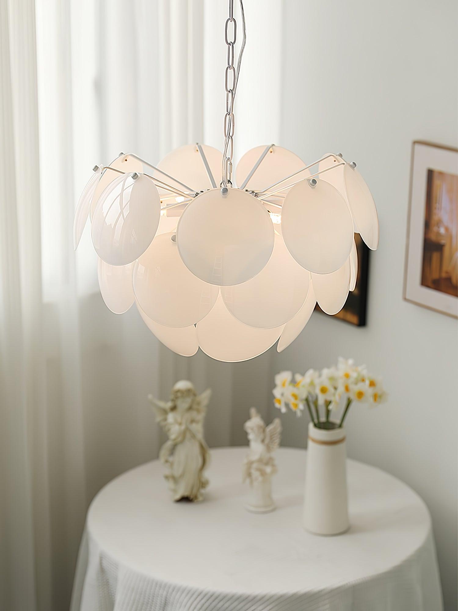 Modern White Petal Glass Pendant Chandelier for Elegant Dining and Living Room Lighting