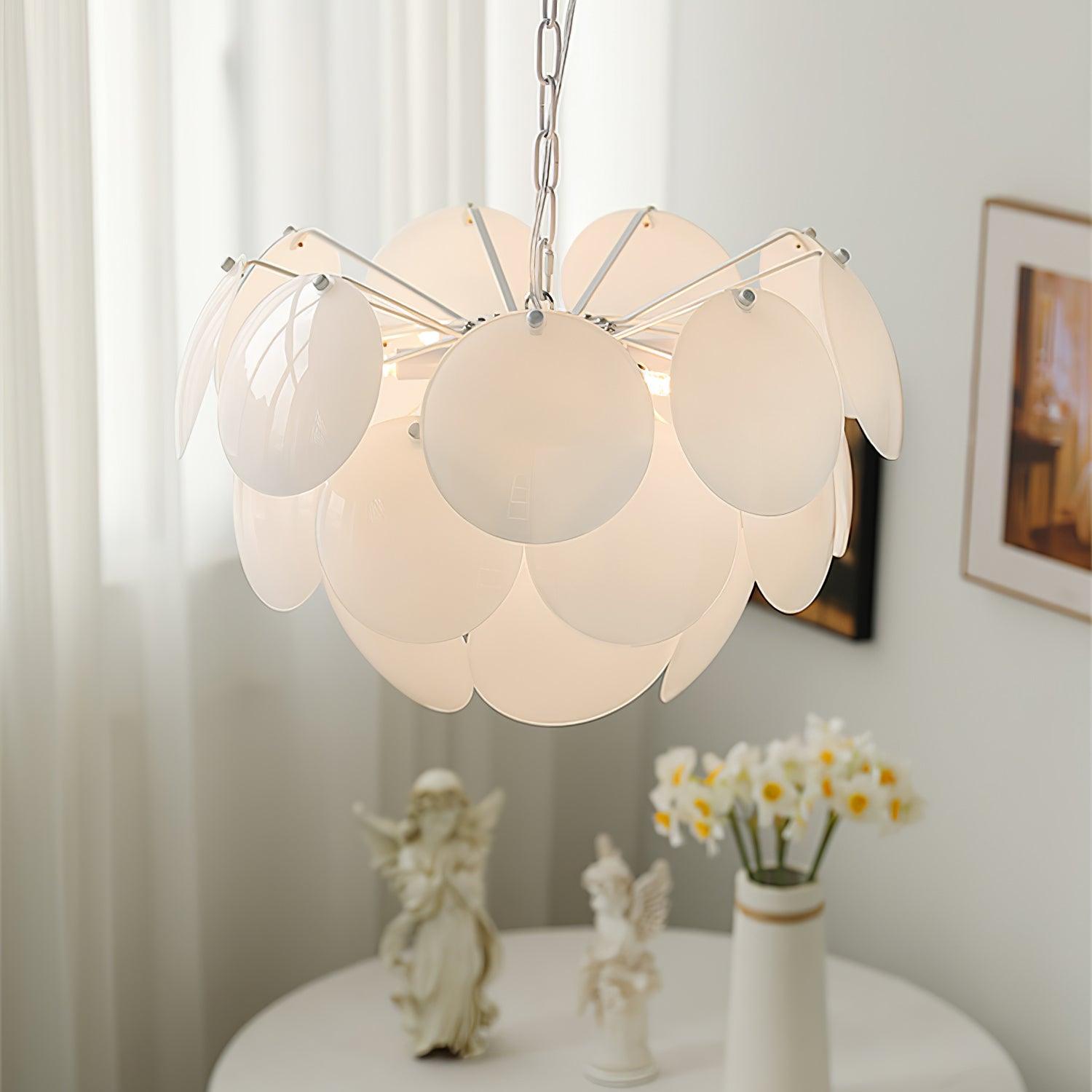 Modern White Petal Glass Pendant Chandelier for Elegant Dining and Living Room Lighting