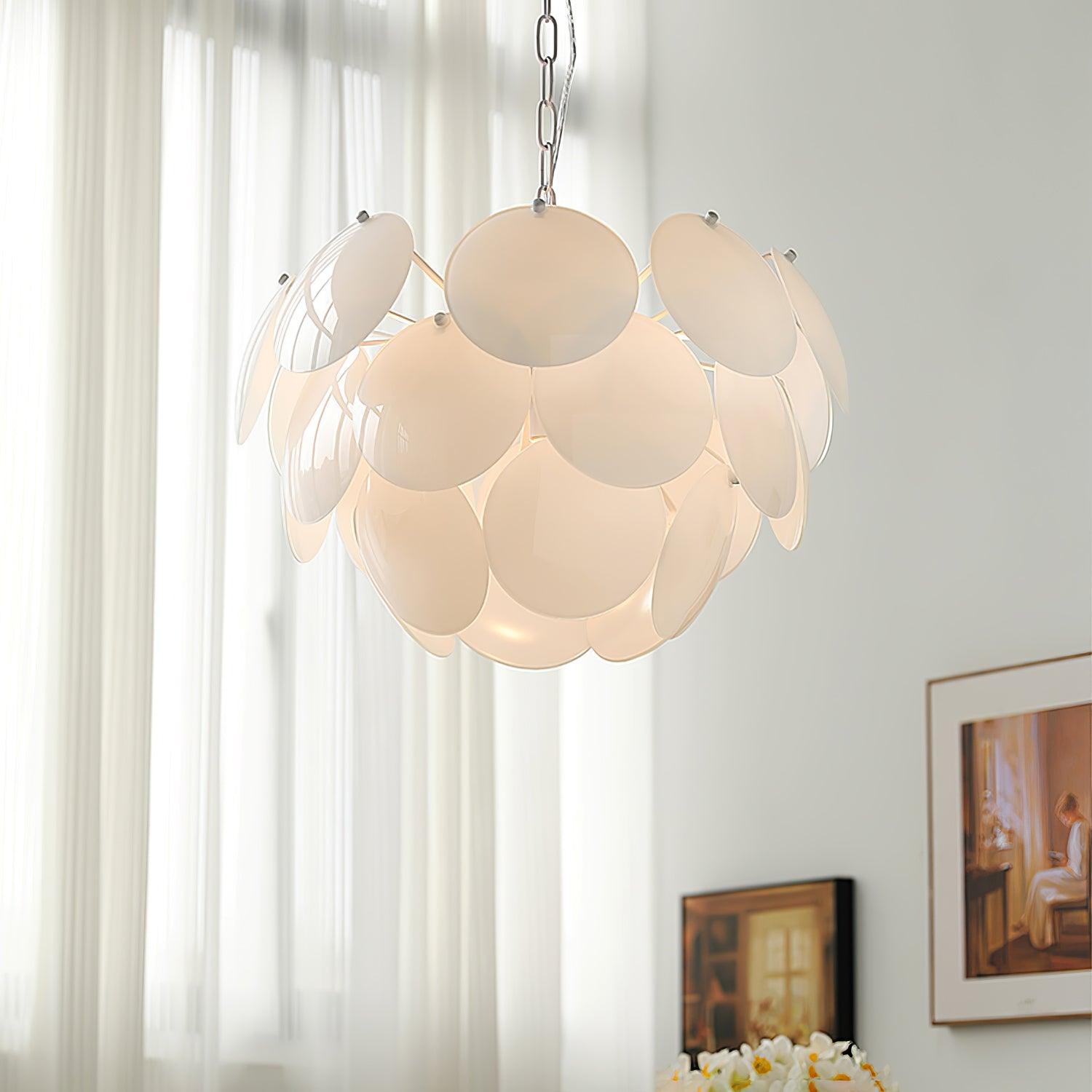 Modern White Petal Glass Pendant Chandelier for Elegant Dining and Living Room Lighting