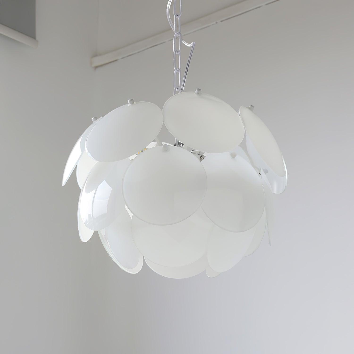 Modern White Petal Glass Pendant Chandelier for Elegant Dining and Living Room Lighting