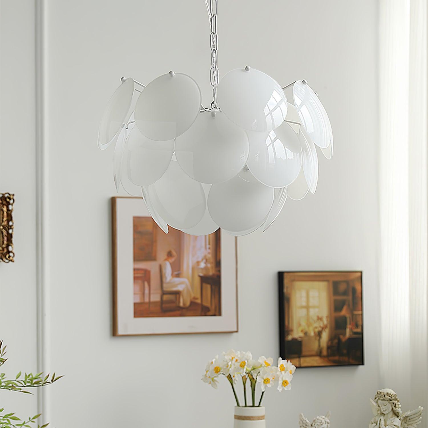 Modern White Petal Glass Pendant Chandelier for Elegant Dining and Living Room Lighting