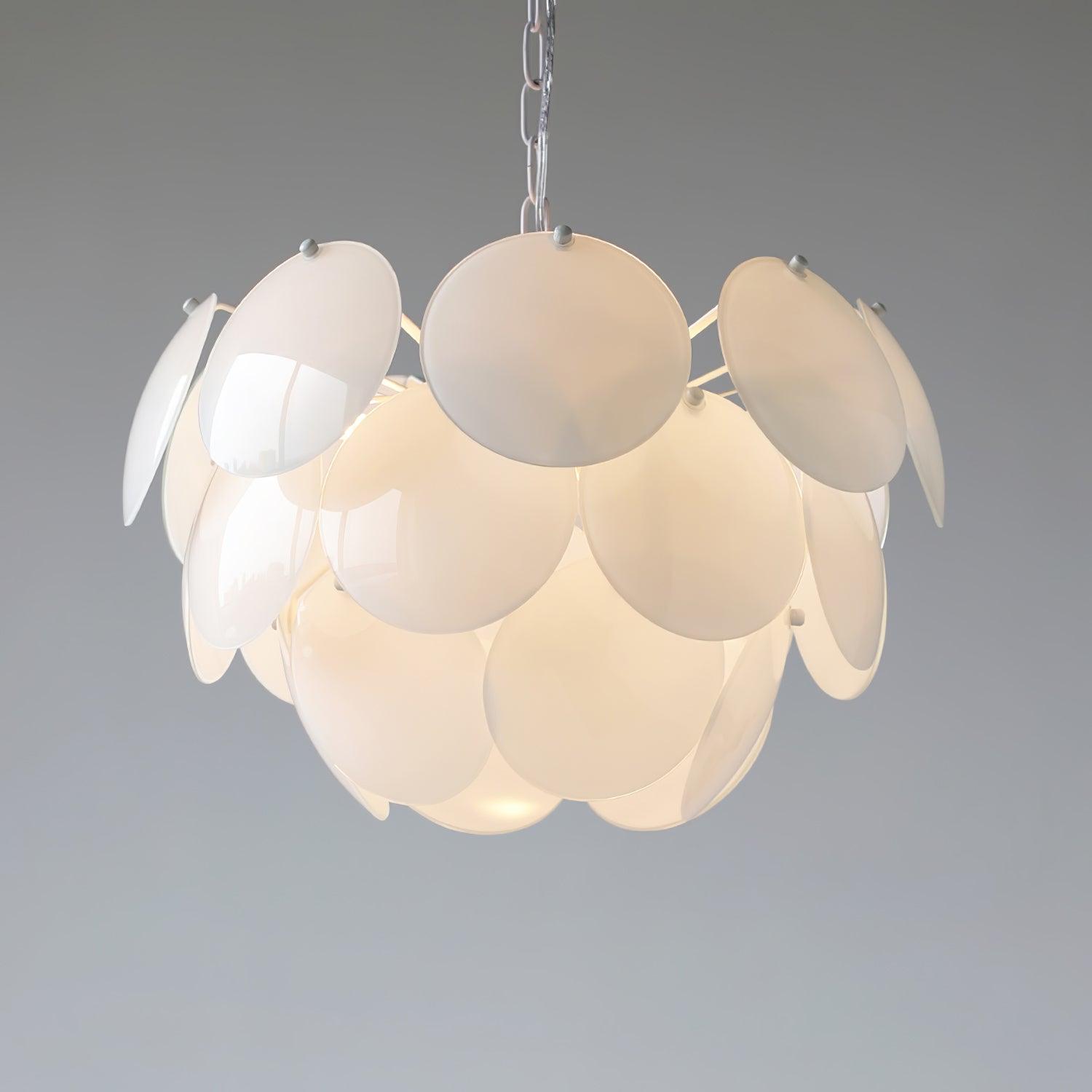 Modern White Petal Glass Pendant Chandelier for Elegant Dining and Living Room Lighting