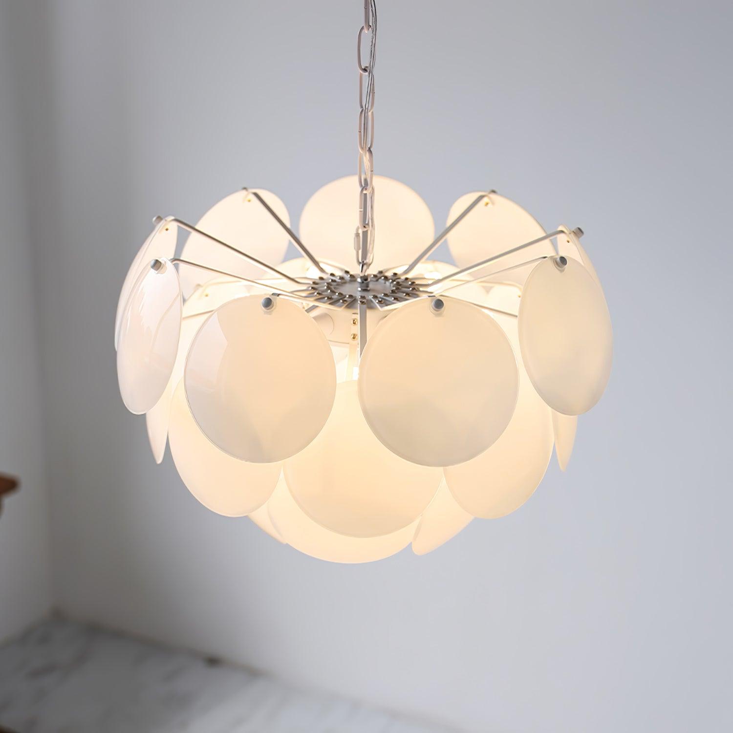 Modern White Petal Glass Pendant Chandelier for Elegant Dining and Living Room Lighting