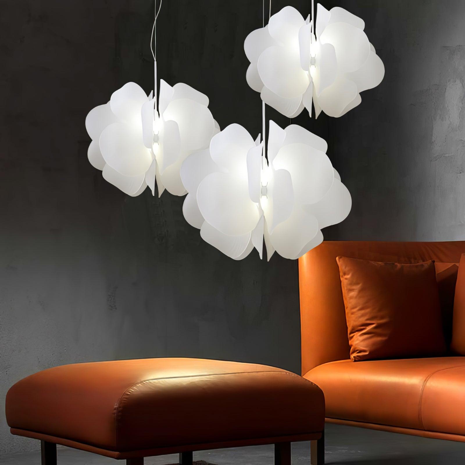 Modern White Petal Pendant Light Organic Shape Hanging Ceiling Lamp for Living Room
