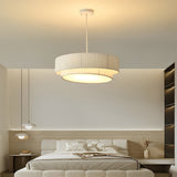Modern White Pleated Fabric Drum Chandelier Creative Nordic Hanging Pendant Lamp