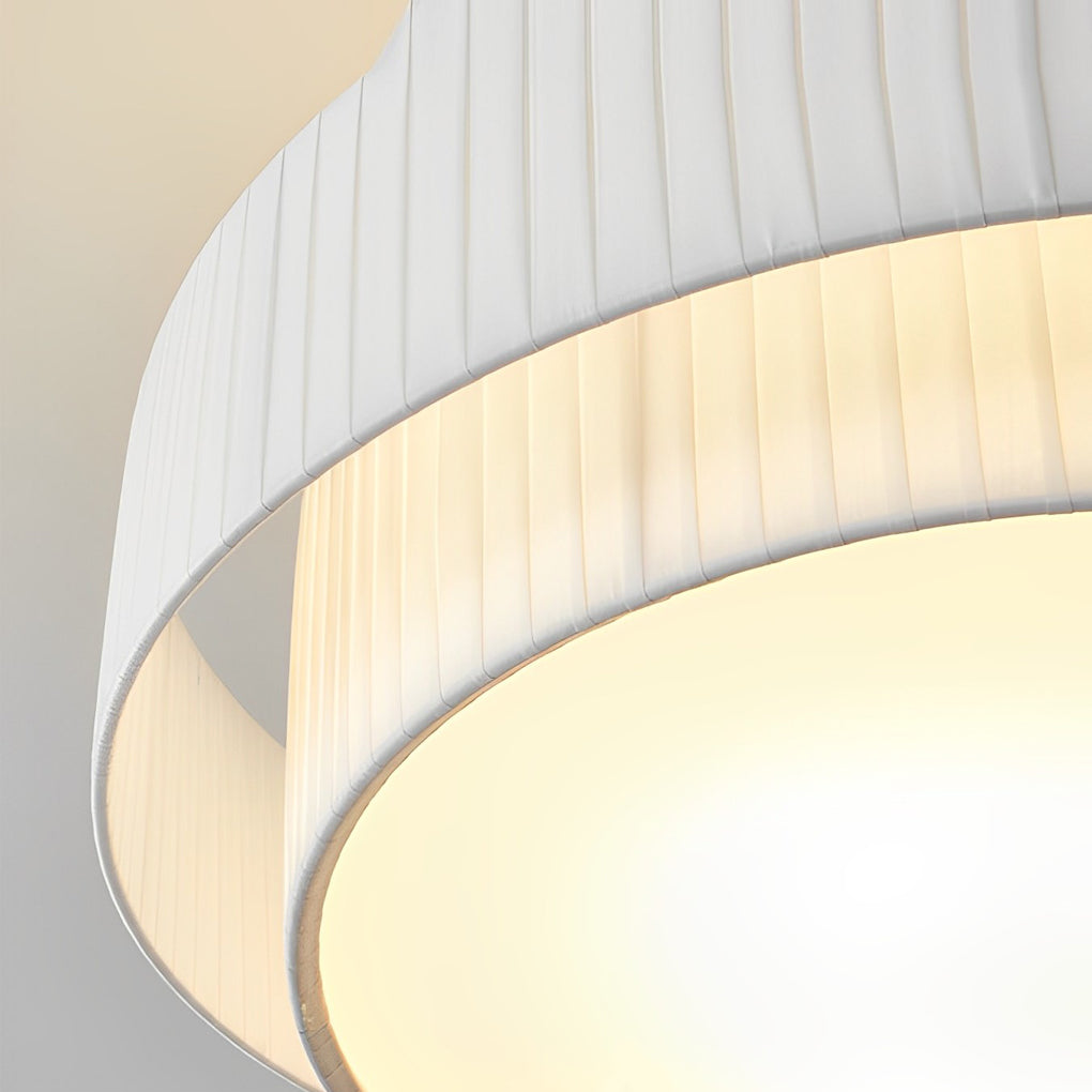 Modern White Pleated Fabric Drum Chandelier Creative Nordic Hanging Pendant Lamp