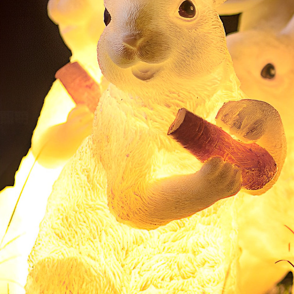 Modern White Rabbit Outdoor Garden Light Waterproof Resin Decorative Lawn Sculpture