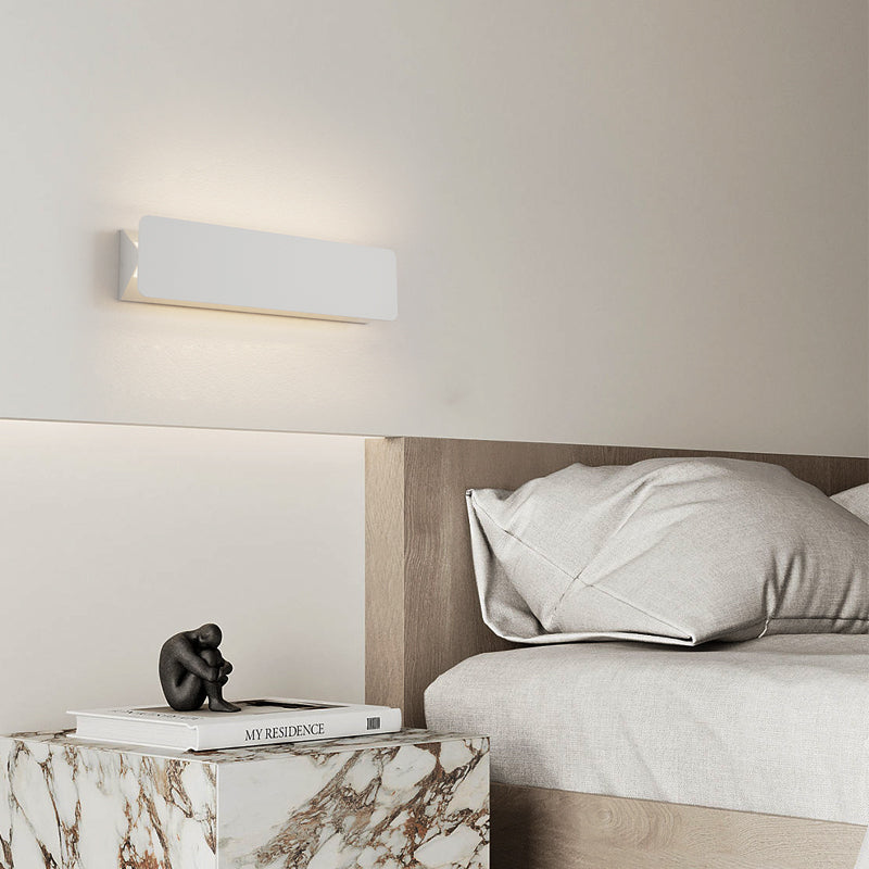 Modern White Rectangular LED Wall Sconce Minimalist Indoor Metal Wall Lamp