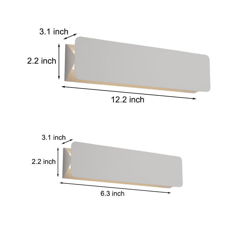 Modern White Rectangular LED Wall Sconce Minimalist Indoor Metal Wall Lamp