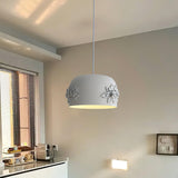 Modern White Resin LED Pendant Light Hand Carved Ceiling Hanging Lamp with Crystals