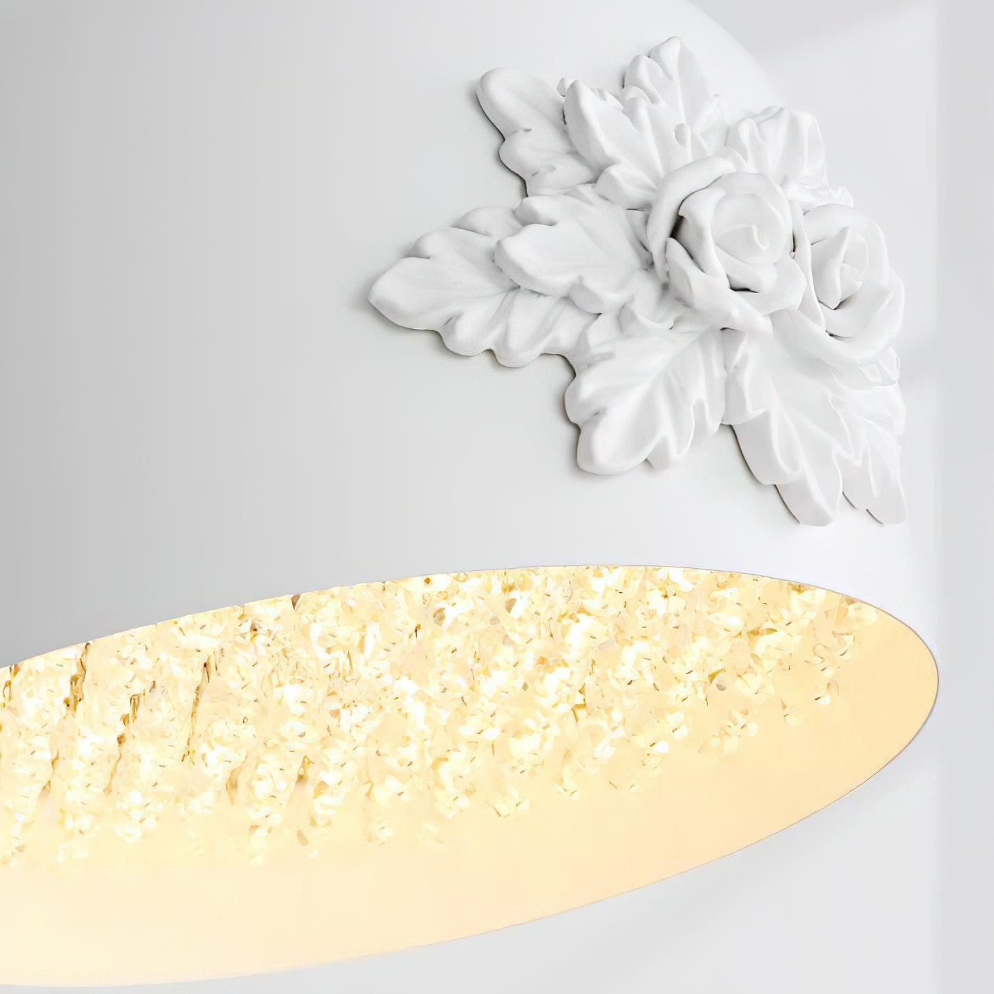 Modern White Resin LED Pendant Light Hand Carved Ceiling Hanging Lamp with Crystals