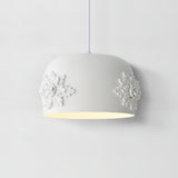 Modern White Resin LED Pendant Light Hand Carved Ceiling Hanging Lamp with Crystals