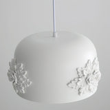Modern White Resin LED Pendant Light Hand Carved Ceiling Hanging Lamp with Crystals