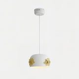 Modern White Resin LED Pendant Light Hand Carved Ceiling Hanging Lamp with Crystals