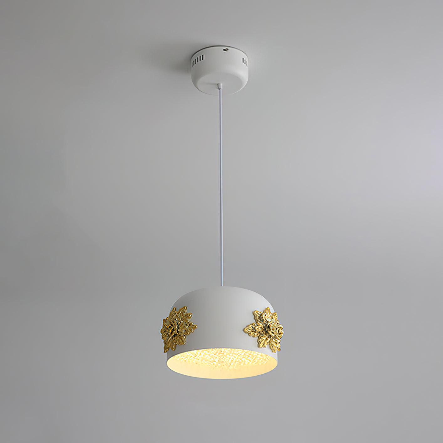 Modern White Resin LED Pendant Light Hand Carved Ceiling Hanging Lamp with Crystals