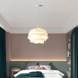 Modern White Rose Floral Pendant Light Decorative PVC Hanging Lamp for Indoor Living Spaces
