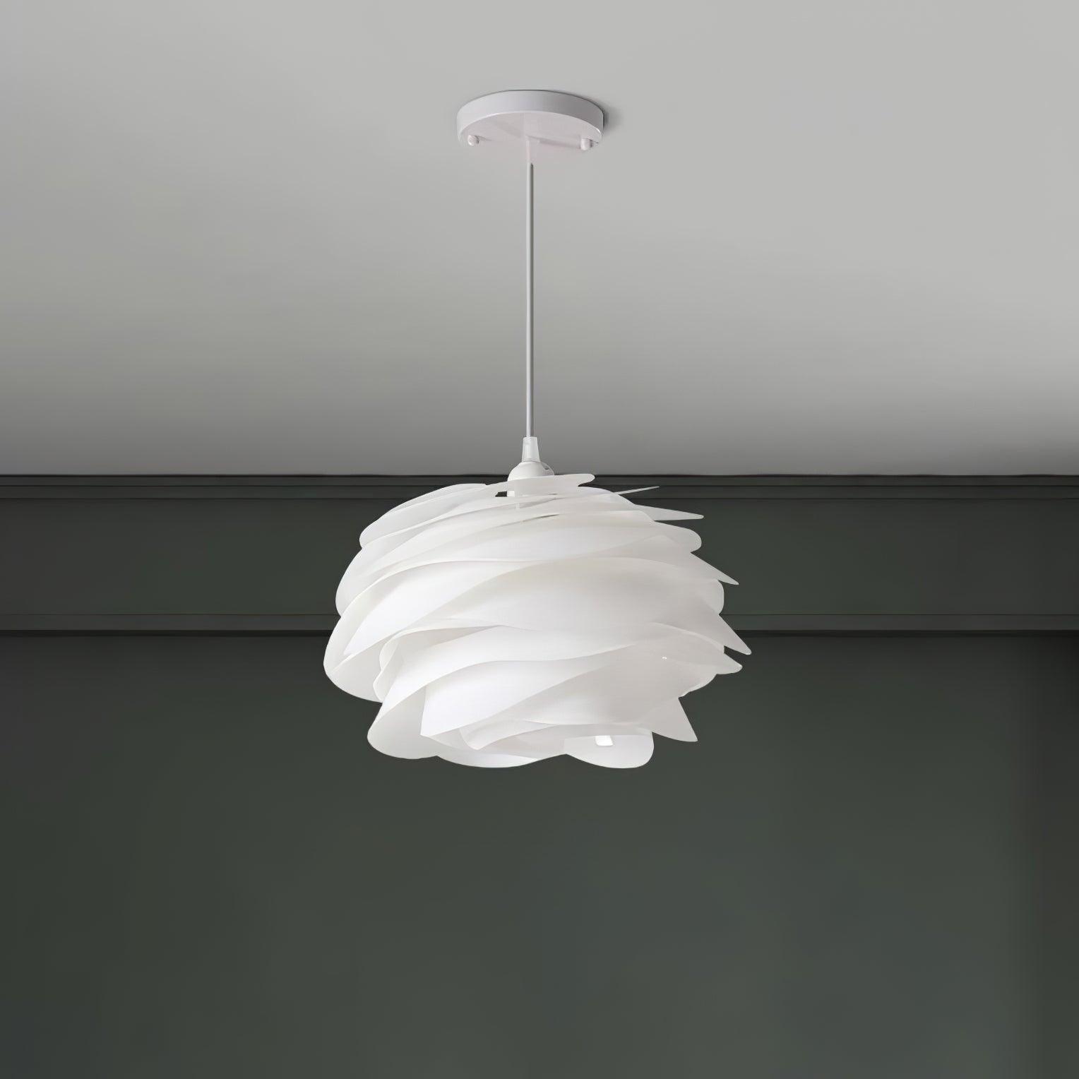 Modern White Rose Floral Pendant Light Decorative PVC Hanging Lamp for Indoor Living Spaces