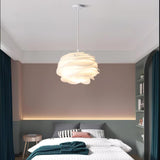 Modern White Rose Floral Pendant Light Decorative PVC Hanging Lamp for Indoor Living Spaces