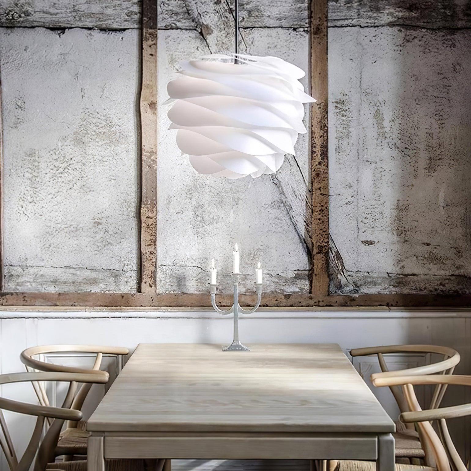 Modern White Rose Floral Pendant Light Decorative PVC Hanging Lamp for Indoor Living Spaces
