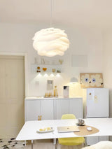Modern White Rose Floral Pendant Light Decorative PVC Hanging Lamp for Indoor Living Spaces