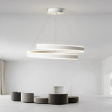 Modern White Rotating Ring LED Chandelier Nordic Style Three Step Dimming Pendant Light