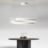 Modern White Rotating Ring LED Chandelier Nordic Style Three Step Dimming Pendant Light