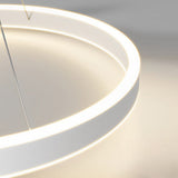 Modern White Rotating Ring LED Chandelier Nordic Style Three Step Dimming Pendant Light