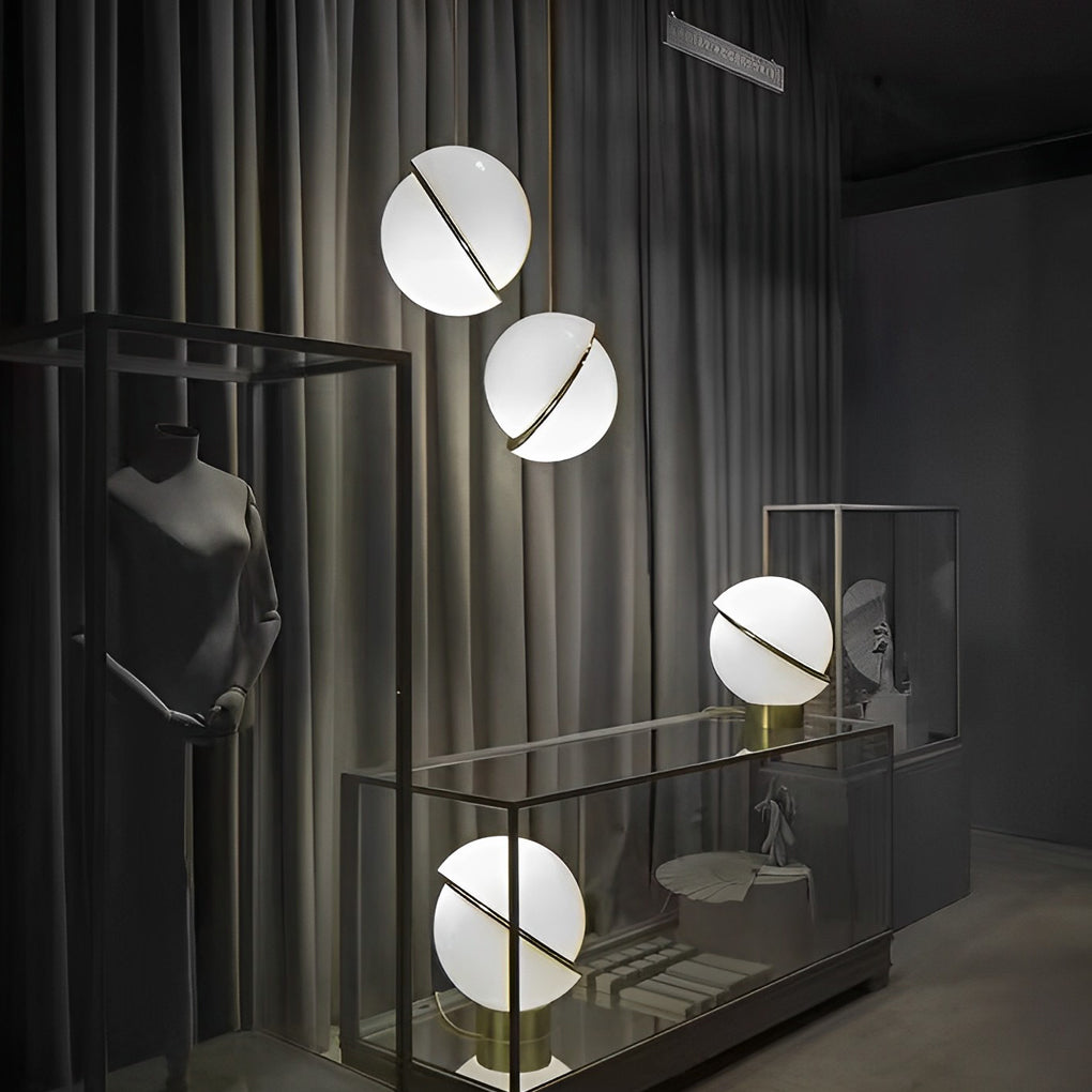 Modern White Round Semicircle Acrylic Pendant Lamp with Electroplated Iron Finish
