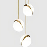 Modern White Round Semicircle Acrylic Pendant Lamp with Electroplated Iron Finish