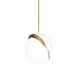Modern White Round Semicircle Acrylic Pendant Lamp with Electroplated Iron Finish
