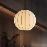 Modern White Silk Globe Pendant Light Minimalist Hanging Fixture for Living Room