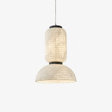 Modern White Silk Lantern Pendant Light with Oak Wood Details and Adjustable Hanging Cord